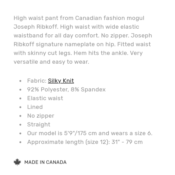 SOLD Joseph Ribkoff Lydia Stretch High Waist Slim Fit Dress Pants - Picture 10 of 11